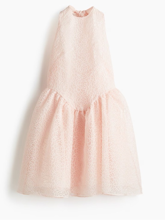 H&M Pale Pink Lace Halter Fit-and-Flare Mini Dress - Picture 3 of 5